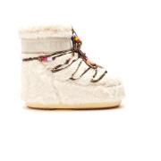 Witte Faux-Fur Kralen Slip-On Laarzen Moon Boot , White , Dames