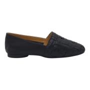 Handgeweven Leren Instap Platte Schoenen Castañer , Black , Dames