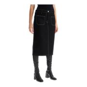 Stretch denim midi rok met splitzakken Courrèges , Black , Dames