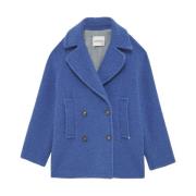 Teddy Coat Dubbel Breasted Wintermode Ottod'Ame , Blue , Dames