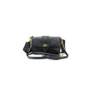 Zwarte en Gouden Leren Handtas Aspen M SA Marc Ellis , Black , Dames