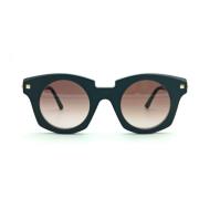 Ronde Zonnebril Zwart Mat Gradient Lens Kuboraum , Black , Dames