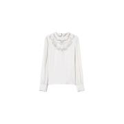 Bloemen Geborduurde Crepe Blouse Twinset , White , Dames