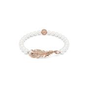 Wit Veer Magnetische Armband met Roségouden Toon Swarovski , White , D...