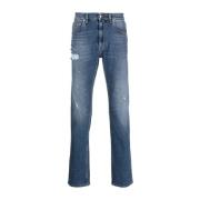 Blauwe Slim Straight Jeans Just Cavalli , Blue , Heren