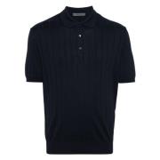 Blauwe Casual Korte Mouw Poloshirt Corneliani , Blue , Heren