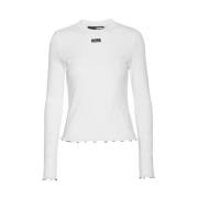 Witte Ribgebreide Top met Lange Mouwen Rotate Birger Christensen , Whi...