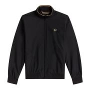 Sportieve Nylon Jas met Gestreepte Zoom Fred Perry , Black , Heren