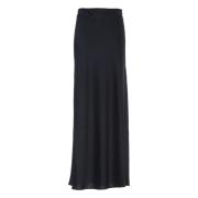 Navy Blue Maxi Satijn Lange Rok Essentiel Antwerp , Blue , Dames