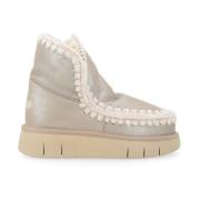 Eskimo Bounce Leren Laars Steen Metallic Mou , Brown , Dames