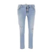 Cropped Jeans Medium Waist Dsquared2 , Blue , Dames