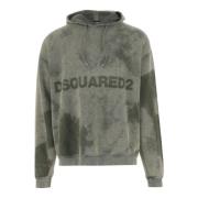 Groene Katoenen Hoodie met Koord Dsquared2 , Green , Heren