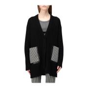 Stijlvolle Lange Cardigan Sweater Simona Corsellini , Black , Dames