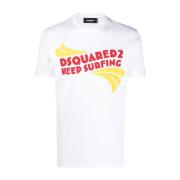 Logo-Print T-Shirt in Wit Dsquared2 , White , Heren