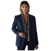 Azalea Blazer met Sprinkle Patroon Maison Hotel , Blue , Dames