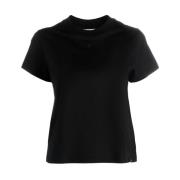 Zwarte Katoenen T-shirt met korte mouwen Courrèges , Black , Dames