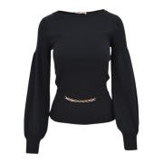 Stijlvolle Gebreide Trui Twinset , Black , Dames