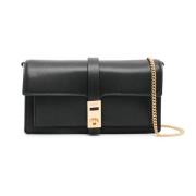 Zwarte Leren Casual Clutch Tas Dkny , Black , Dames