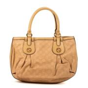 Pre-owned Leather handbags Gucci Vintage , Beige , Dames