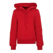 Zachte Fleece Cropped Hoodie Closed , Red , Dames