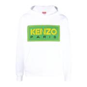 Geborduurde Logo Hoodie Kenzo , White , Heren