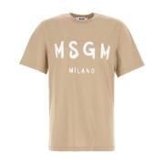 Katoenen Beige T-shirt Msgm , Beige , Heren