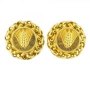 Pre-owned Metal earrings Chanel Vintage , Yellow , Dames