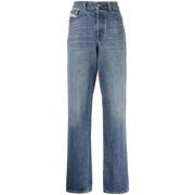 Casual Wide Leg Blauwe Jeans Diesel , Blue , Dames