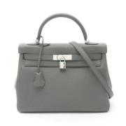 Pre-owned Leather handbags Hermès Vintage , Gray , Dames