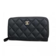 Pre-owned Leather wallets Chanel Vintage , Black , Dames