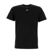 Zwart Katoenen T-Shirt Diesel , Black , Heren