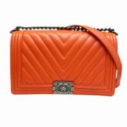 Pre-owned Leather chanel-bags Chanel Vintage , Orange , Dames