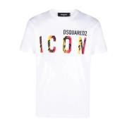 Icon Logo Print T-shirt Dsquared2 , White , Heren