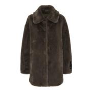 Taupe Fake Fur Coat Trendy Jas Btfcph , Brown , Dames