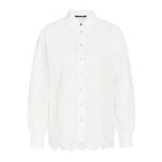 Witte Oversized Shirt met Pofmouwen Bruuns Bazaar , White , Dames