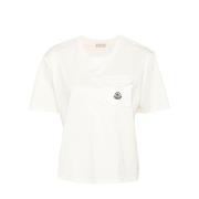 Casual Katoenen T-shirt Moncler , White , Heren