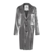 Metallic Lange Blazer Jas Donderstorm Karen by Simonsen , Gray , Dames