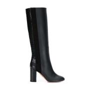 Zwarte Leren Hoge Hak Lange Laarzen Aquazzura , Black , Dames