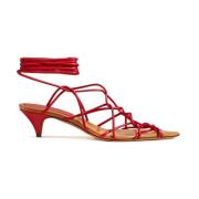 Puntige Neus Leren Sandalen Khaite , Red , Dames