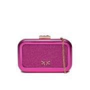 Metallic Clutch met Zirkonia Details Pinko , Pink , Dames