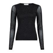 Stijlvolle Basira Stone Mesh Blouse Neo Noir , Black , Dames