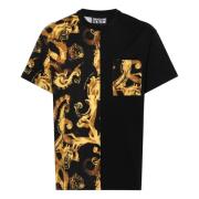 Zwarte Katoenen T-shirt met Korte Mouwen Versace Jeans Couture , Multi...