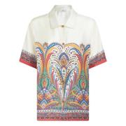 Casual korte mouw zijden overhemd wit Etro , Multicolor , Dames