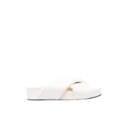 Crossover Strap Sliders met gewatteerd ivoor leer Jil Sander , White ,...