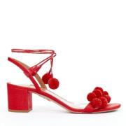 Pre-owned Raffia heels Aquazzura Pre-owned , Red , Dames