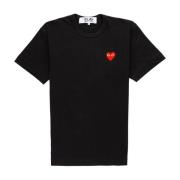 Rode Logo-Patch Ronde hals T-shirt Comme des Garçons Play , Black , He...