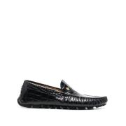 Zwarte leren casual mocassin loafers Billionaire , Black , Heren