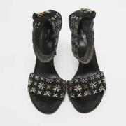 Pre-owned Suede sandals Louis Vuitton Vintage , Black , Dames