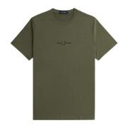 Geborduurd T-shirt Groene Top Fred Perry , Green , Heren