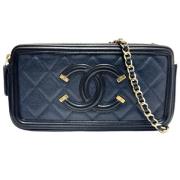 Pre-owned Leather shoulder-bags Chanel Vintage , Black , Dames